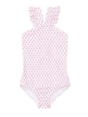 MINNOW x SISTER PARISH Nectar Leaf V-Neck Crossover One Piece- 7-8Y